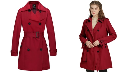 Trenciul feminin, vandut pe Amazon, poate fi achizitionat in sase culori foarte atractive si elegante.